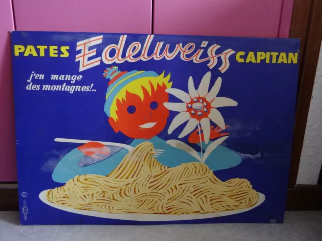 ancien carton publicitaire pates capitan edelweiss années 50 3