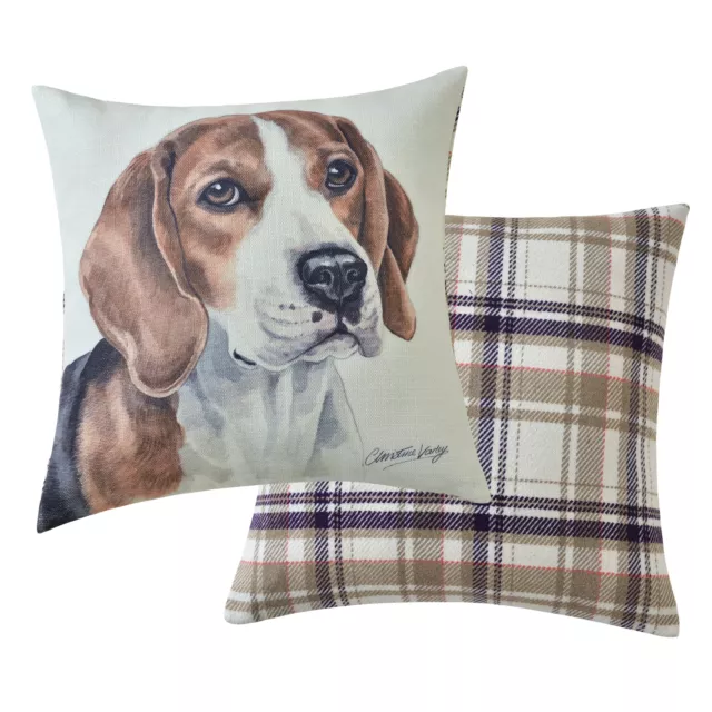Beagle Seat Cushion 100% Polyester Filled 43 X 43Cm With Check Design On Rear