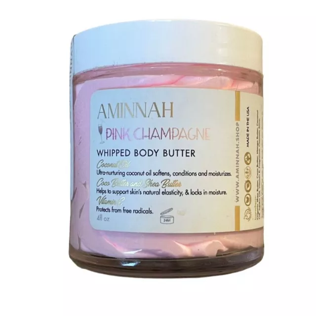 AMINNAH Pink Champagne Whipped Body Butter 8oz Moisturizing Unisex Skin Care