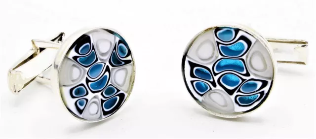 Gemelli Polsini Cufflinks Argento 925 e Murrine Vetro di Murano Made in Italy