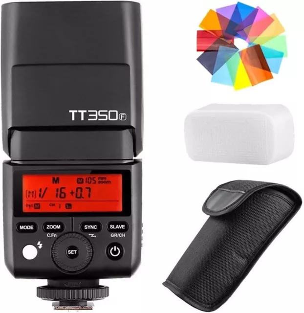 Godox TT350F Mini Thinklite TTL AutoFlash for Fujifilm Cameras with Color Filter