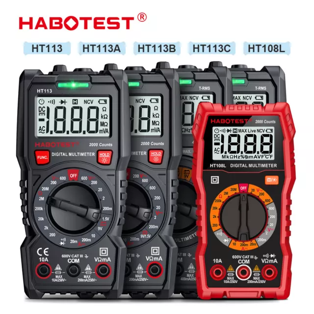 HABOTEST HT113 HT108L Digital Multimeter Tester DC/AC Voltage Detector Ammeter