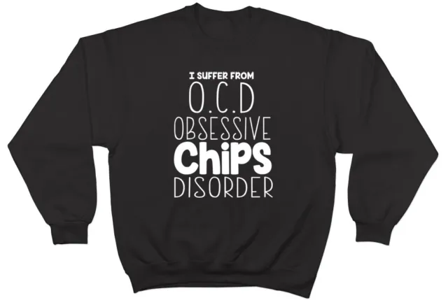 Felpa maglione maglione divertente I Suffer from OCD disturbo ossessivo chip