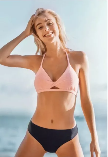 Womens Athleta Swimsuit Bikini Halter Top Pink Paisley Print Size Small
