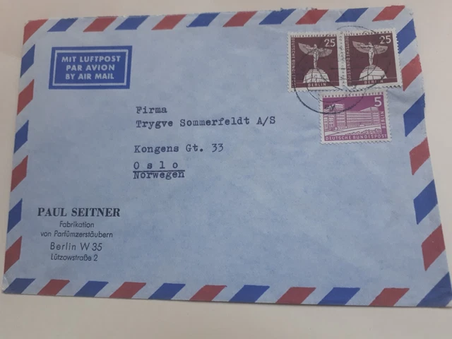 Bauten II,25Pf waag.PA a.Luftpo.-Brief a.Berlin n.Oslo