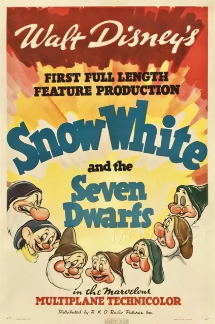 Snow White Disney Vintage Movie Poster Film A4 A3 Art Print Cinema #2
