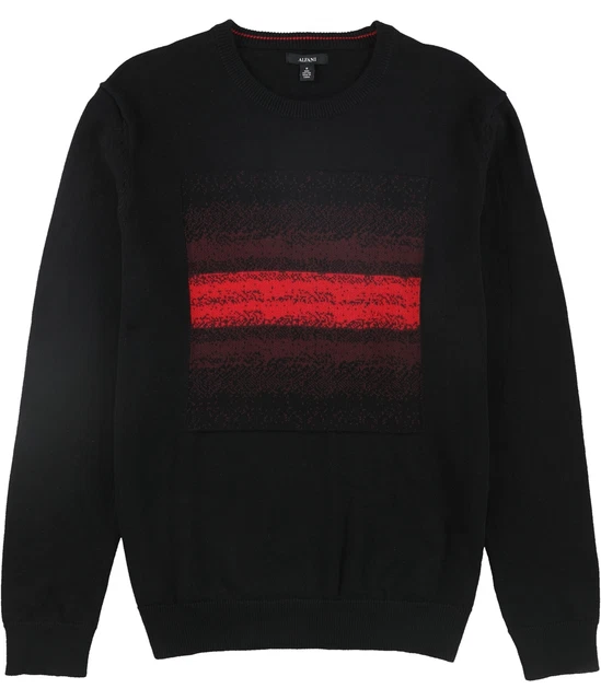 Alfani Mens Ombre Chenille Knit Sweater, Black, X-Large
