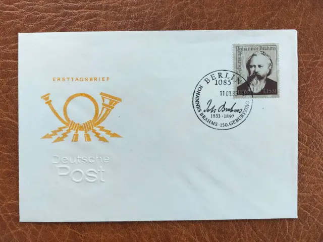FDC DDR Einzelmarke aus Block 69, 150. Geburtstag von Brahms, ESST