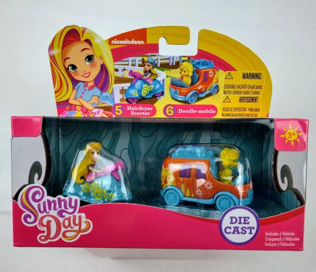 Nickelodeon Sunny Day Hairdryer Scooter & Doodle-Mobile Die Cast Vehicle, 2 Pack