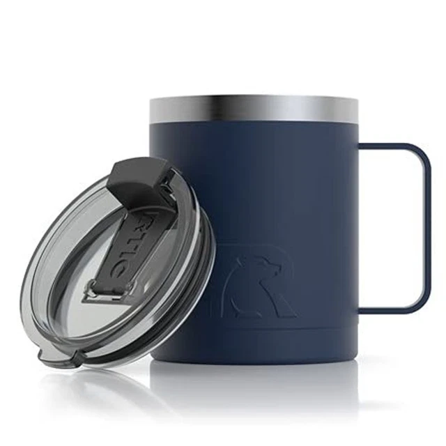 RTIC Coffee Mug with Handle, 12 oz, Navy, Portable Travel Thermal Navy