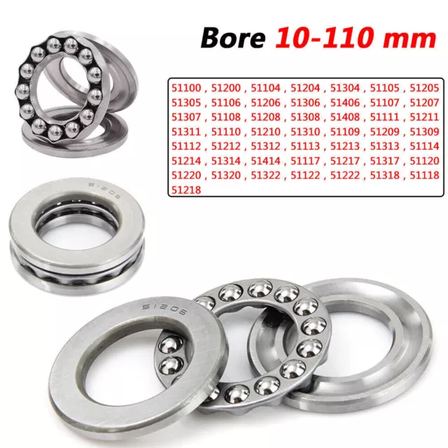 2x Plane Thrust Ball Bearings Grooved Bearings Bore 10mm ~110mm / 51100 to 51322