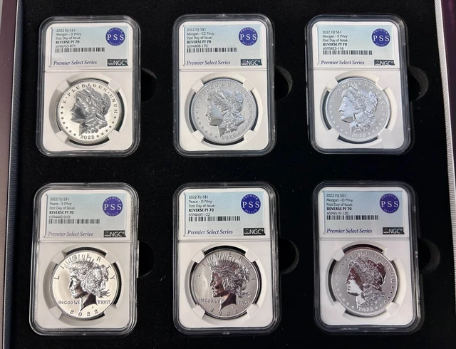 2022 $1 Fiji Silver Morgan Cc & Peace Ngc Reverse Pf70 Fdoi 6 Coin Set *Mint++*