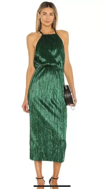 House of Harlow 1960 X Revolve Womens Metallic High Neck Dress Green Size Medium