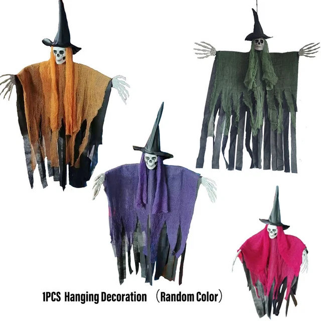 Vibrant Halloween Witch Hanging Decoration Sturdy Plastic Material 105x80 Size