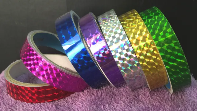 18mm Prism TAPE CHOOSE COLOURS Reflective Safety Sticky Hula Hoop Gift Wrappings