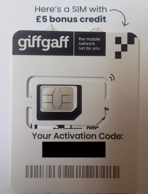 Giffgaff Giff Gaff  Nano Micro Standard 3 in 1 Sim Card UK GB GBR £5 FREE CREDIT