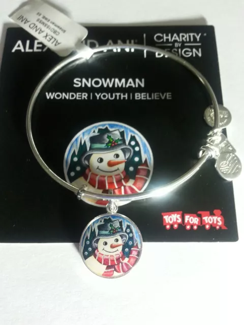 Bracelet Alex And Ani SNOWMAN BOÎTE neuf avec étiquette carte charme argent brillant