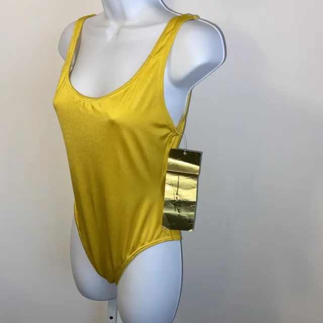 Gottex Vintage Maillot Bright Yellow Size 10 One Piece Swim Suit NWT Lined