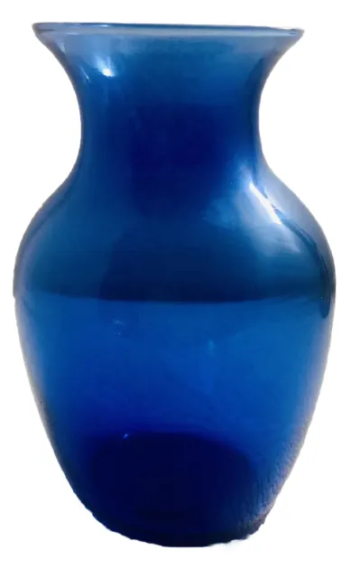 Vintage Royal Blue Glass Hand Blown Gorgeous Vase