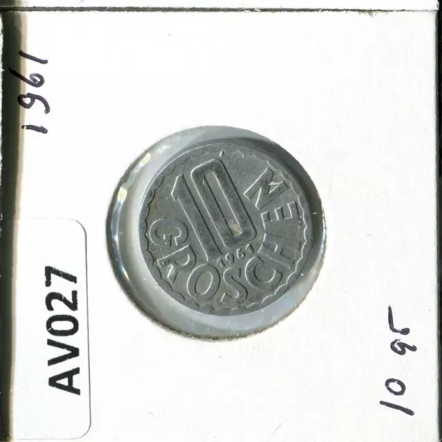 10 GROSCHEN 1961 AUSTRIA Coin #AV027C 3