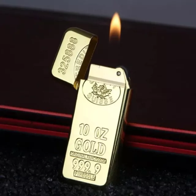 Gold Bar Bullion Cigarette Creative Metal Luxury Butane Lighter