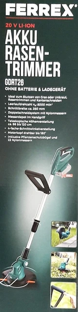 FERREX AKKU RASENTRIMMER GDRT26 Motorsense Freischneider 20V/40V neu