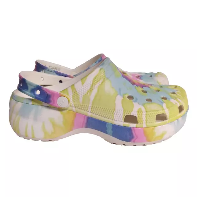 Crocs Platform Classic Womens Tie Dye Graphic Comfort Clog 207151 Chunky Size 11