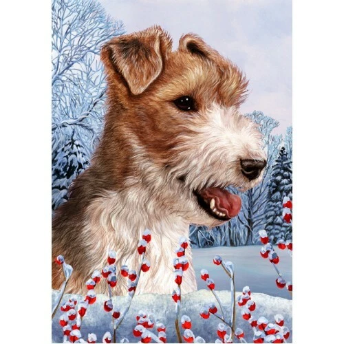 Winter House Flag - Wire Fox Terrier 15067