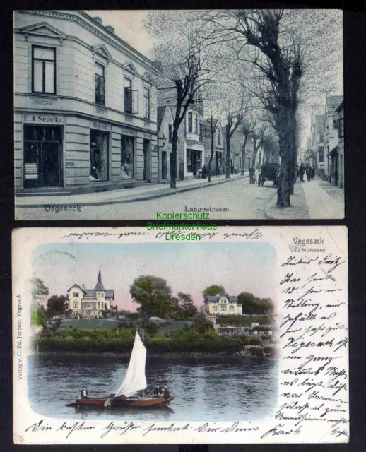 128631 2 AK Vegesack Bremen Villa Michelsen 1908 Langestrasse Geschäft Segelke