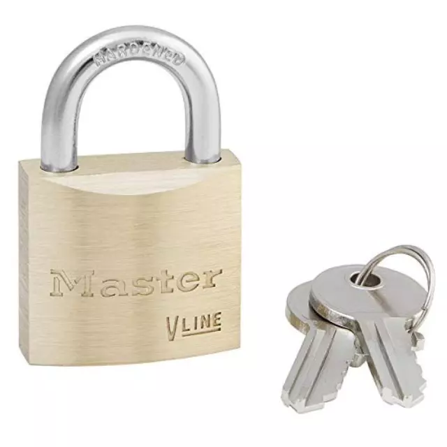 (TG. CM) Master Lock 4130KA-142 Lucchetto con Chiavi in Ottone, Oro, 4.9 x 3 x 1