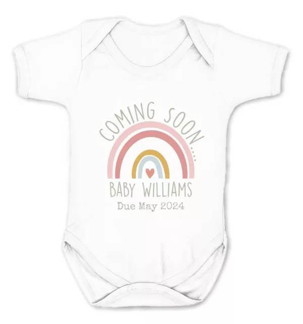 Coming Soon�Custom Baby Date Announcement Babygrow Personalised