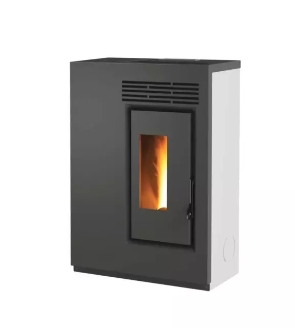 Stufa A Pellet Slim Fiore Bianca Con Staffa A Muro Inclusa 4,4 Kw - Caris