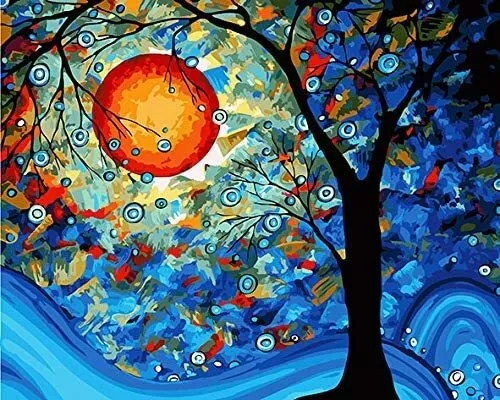 DIY Paint by Numbers Kits Paintings Art Craft for Home Wall Decor Gift Full Moon