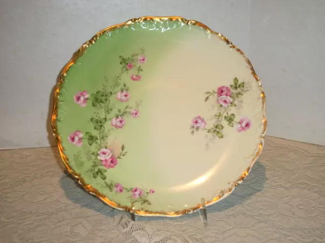 Antique T & V Limoges Hand Painted Charger Plate 12 1/2" Pink Roses
