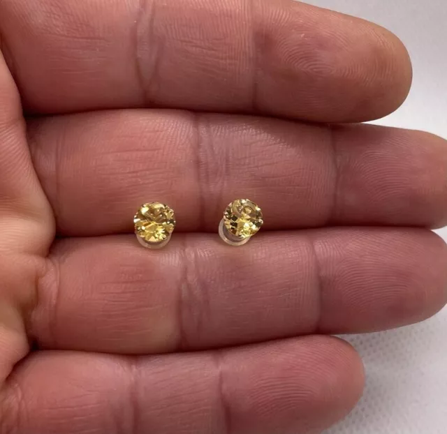 14k Gelbgold Ohrstecker mit 3ct echte gelbe Topas Edelsteine 2