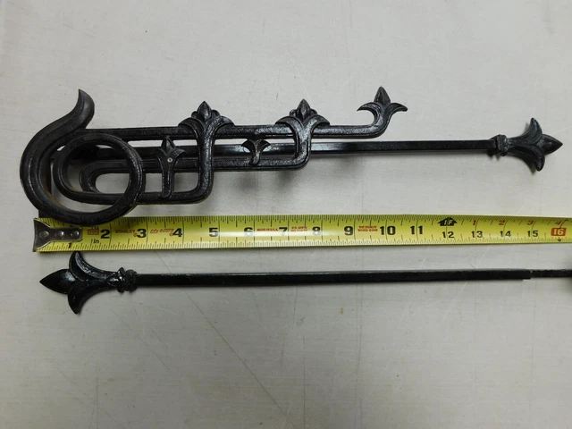 Antique Swing Arm black iron Curtain Rods Art Nouveau Deco GOTHIC Victorian 2