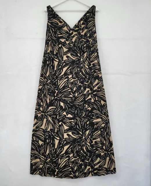 Gap Dress Womens 4 Maternity Black Beige Floral Maxi Double V-Neck Sleeveless