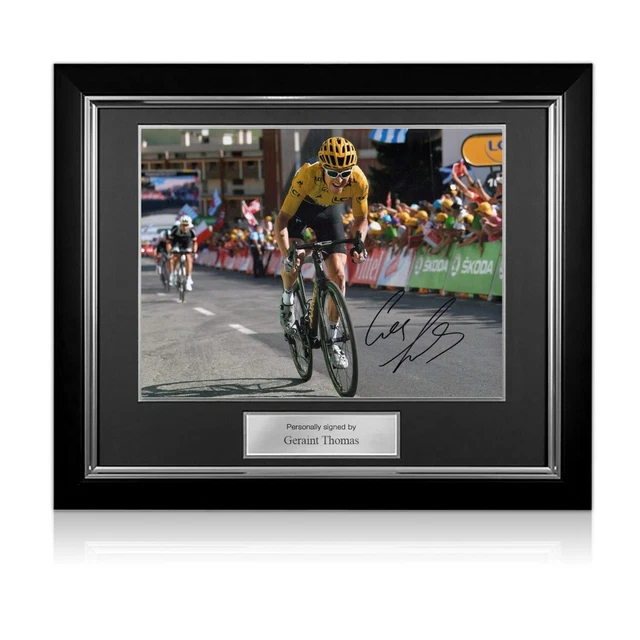 Foto del Tour autografata da Geraint Thomas: Alpe d'Huez. Cornice Deluxe