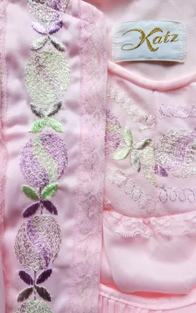 Pink 70s Vintage Nightgown Set~KATZ USA~Peignoir~40+ Semi Sheer