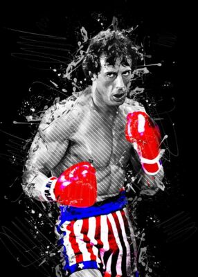 Balboa QUADRO MODERNO  ROCKY BALBOA TELA CON CORNICE STALLONE ITALIANO CREED 100X70 