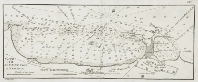 Alexandria Egypt Ägypten carte map Karte Roux engraving Kupferstich gravu 248729