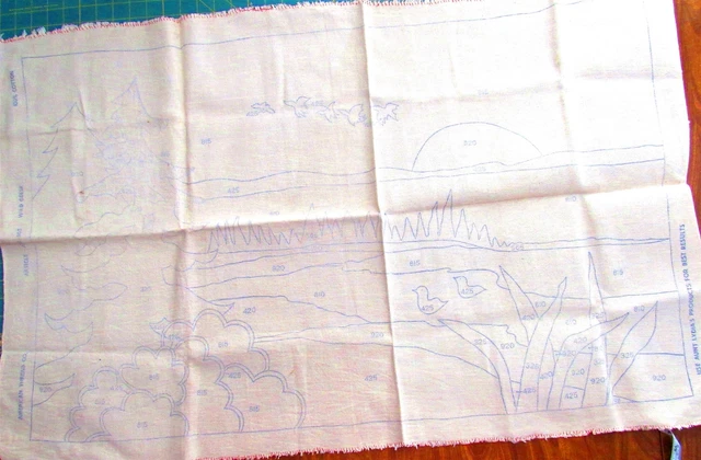 "Patrón de enganche de alfombra de colección ""Wild Geese"" #572, lino 36"" x 22,5"" American Thread Co.