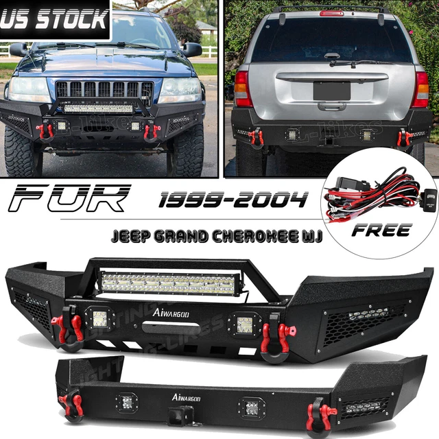 FOR 19992004 JEEP Grand Cherokee WJ Front + Rear Bumpers w/Winch Plate
