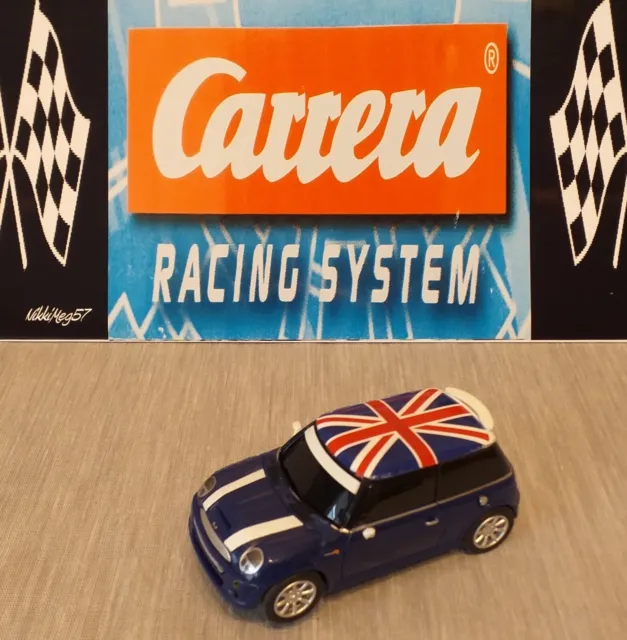 Mini Cooper S Carrera Racing System Blu 6v Modello Race Union Jack Tetto 1:43 Usato 2
