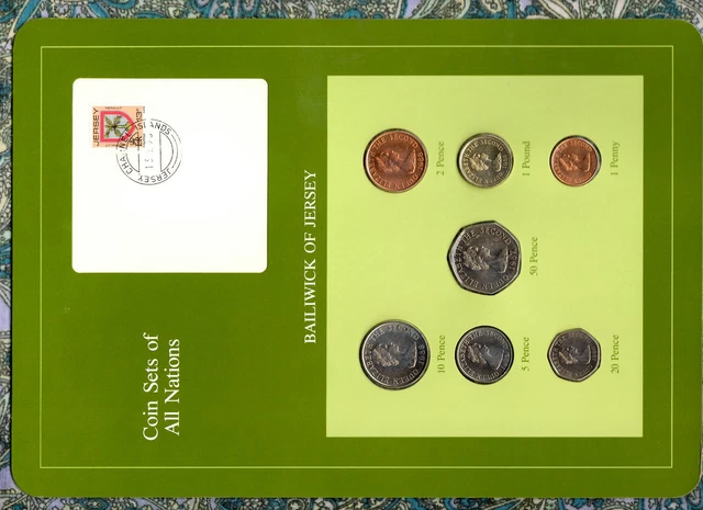 Coin Sets of All Nations Jersey 1985-1988 UNC £1 1988 St JOHN 10K Mint