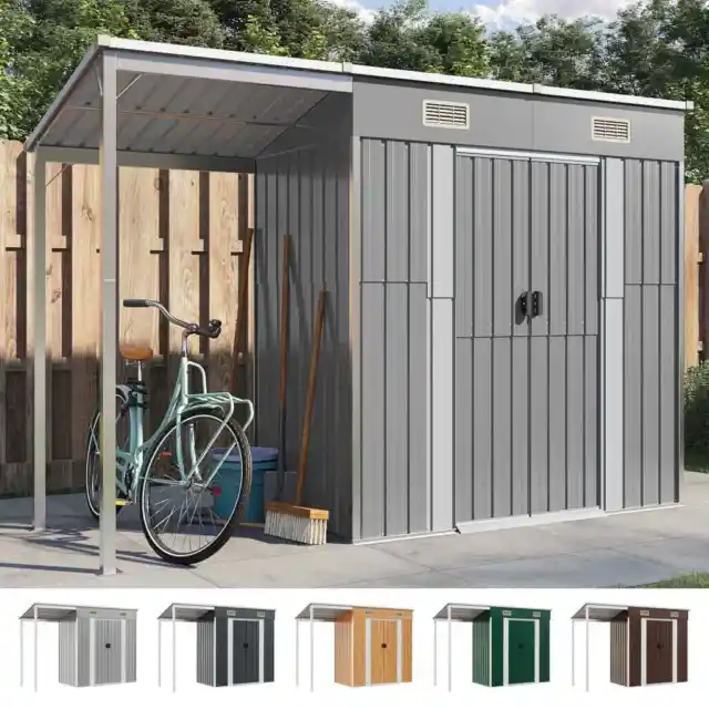 Garden Shed with Extended Roof Outdoor Tool Shed Storage Shed Steel vidaXL