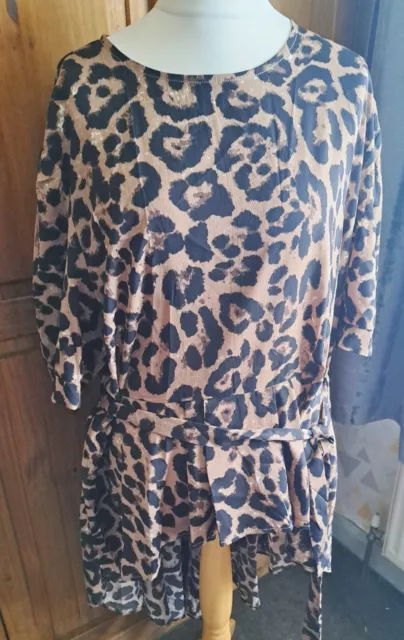 A BNWT Brown Mix Animal Print High Low Blouse by Shein Curve Size 5XL