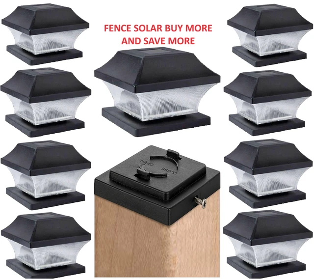 Set Of 4 Solar Hexagon Cap Lights – Black Finish, White SMD LED – For 6x6 Fence Posts - View #6