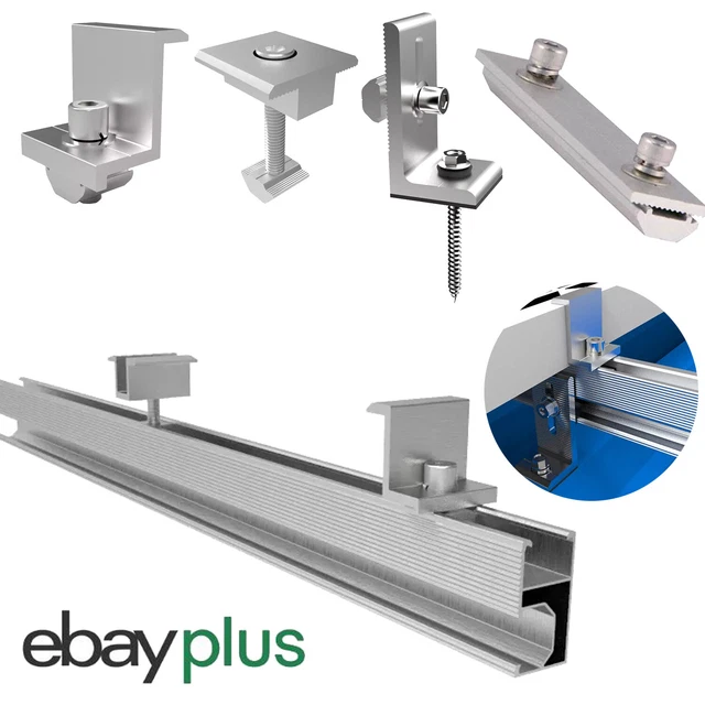 Lot 4 Connecteurs Rail Profil C 40x40 Mm – Kit Montage Panneaux Solaires PV – Aluminium – 43x30x120 Mm – Fixation Solaire Robuste