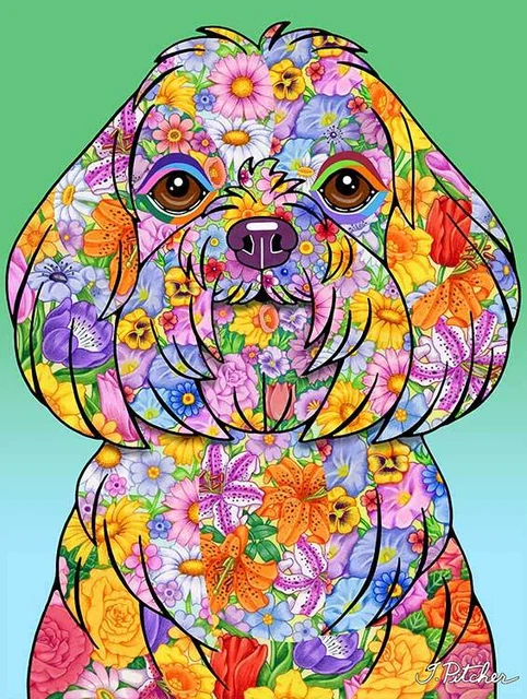 Flowers House Flag - Maltese 96041